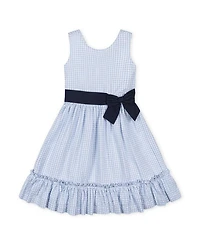 Heirloom Girls' Organic Sleeveless Special Occasion Seersucker Party with Cross Back Dress- Little Kid, Big Kid