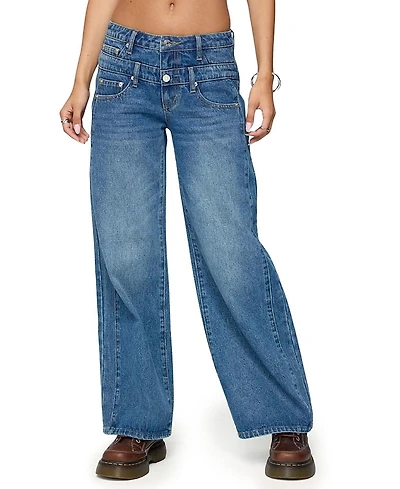 Edikted Abel Layered Look Low Rise Jeans