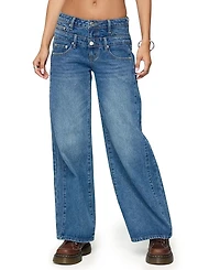 Edikted Abel Layered Look Low Rise Jeans