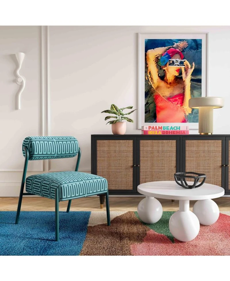 Jolene Patterned Linen Accent Chair