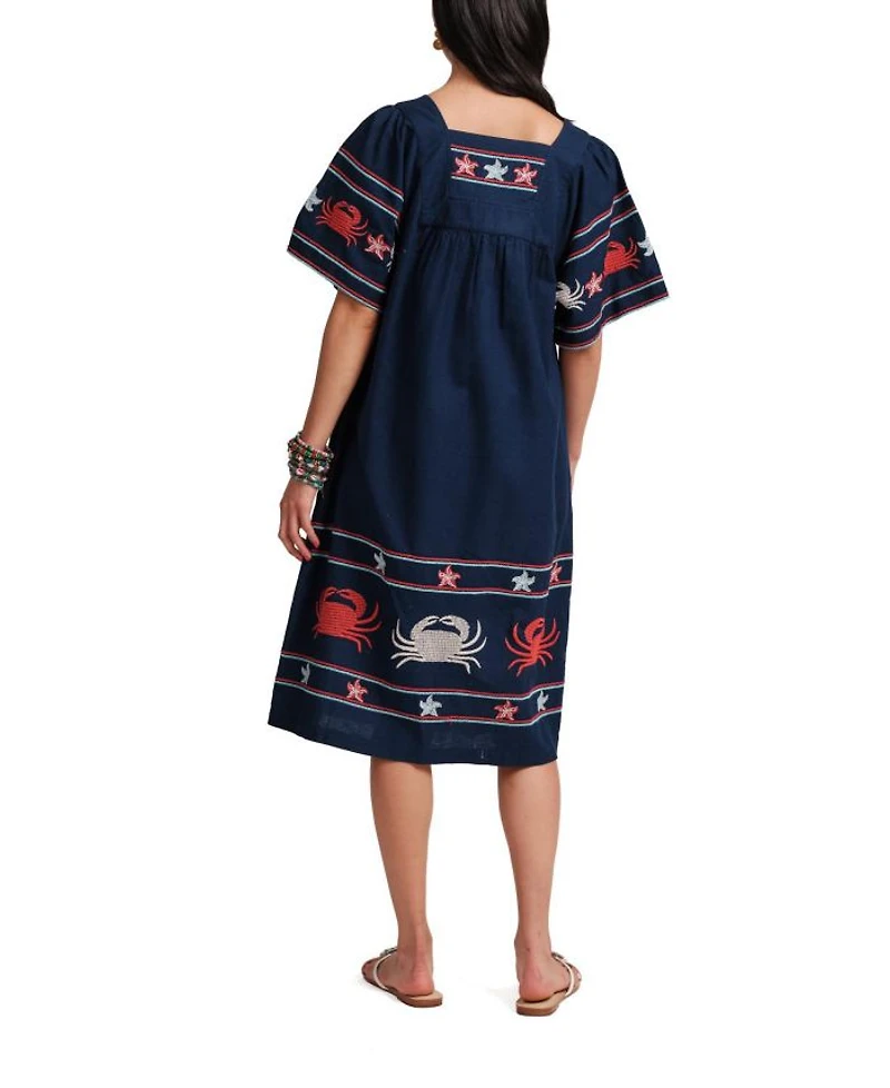 Picnic Crab Embroidery Dress