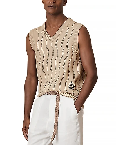 Reiss Che Thiego Pointelle V Neck Vest