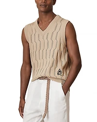 Reiss Che Thiego Pointelle V Neck Vest