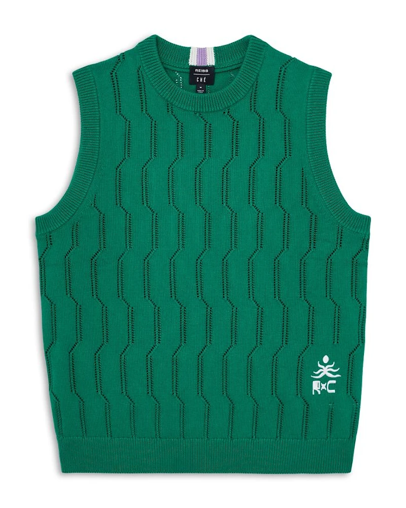 CHE SANTO Pointelle Knitted Vest