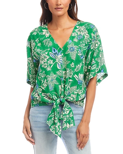 Karen Kane Short Sleeve Tie Front Top