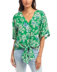 Karen Kane Short Sleeve Tie Front Top
