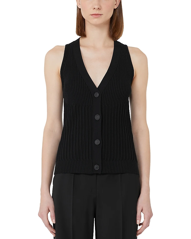 Max Mara Bimba V Neck Button Front Top