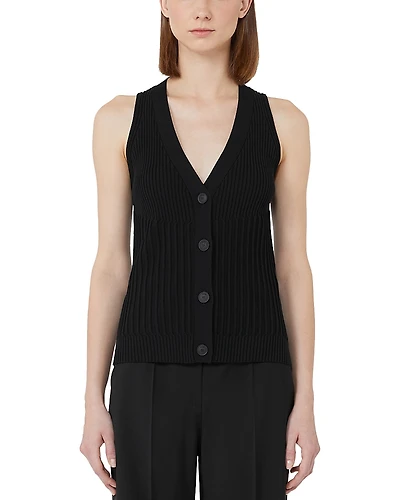 Max Mara Bimba V Neck Button Front Top