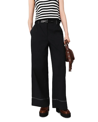 Maje Cotton Trousers with Leather Belt