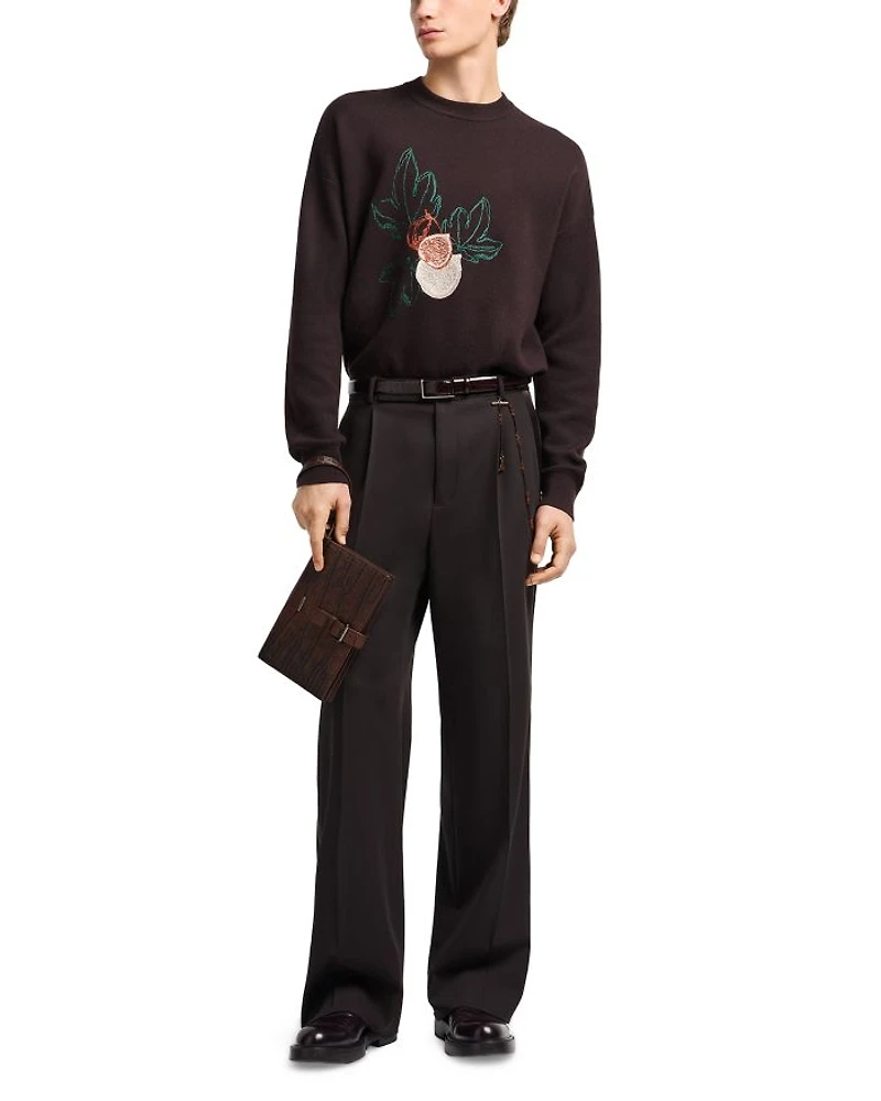 Regular Fit Embroidered Wool Sweater