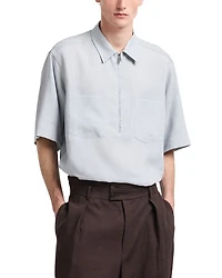 Regular Fit Short Sleeve Zip Linen Shirt