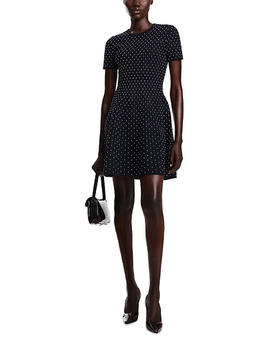 Striped and Polka Dot Jacquard Motif Dress
