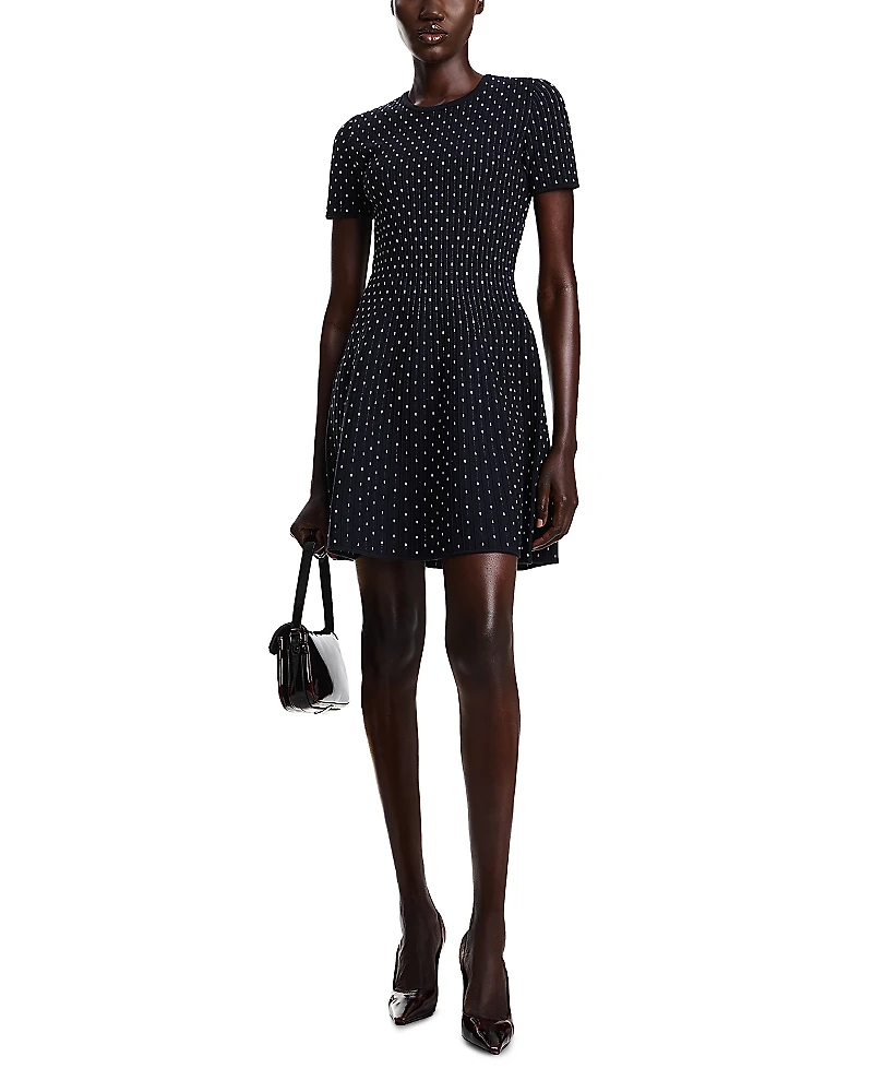 Emporio Armani Striped and Polka Dot Jacquard Motif Dress