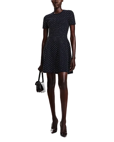 Emporio Armani Striped and Polka Dot Jacquard Motif Dress