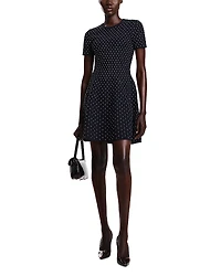 Emporio Armani Striped and Polka Dot Jacquard Motif Dress