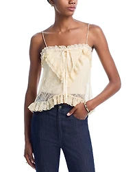 Alice and Olivia Alessia Lace Ruffled Top