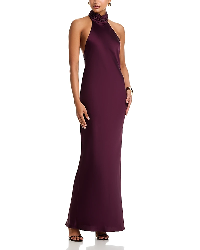 Ramy Brook Tatiana Satin Halter Gown