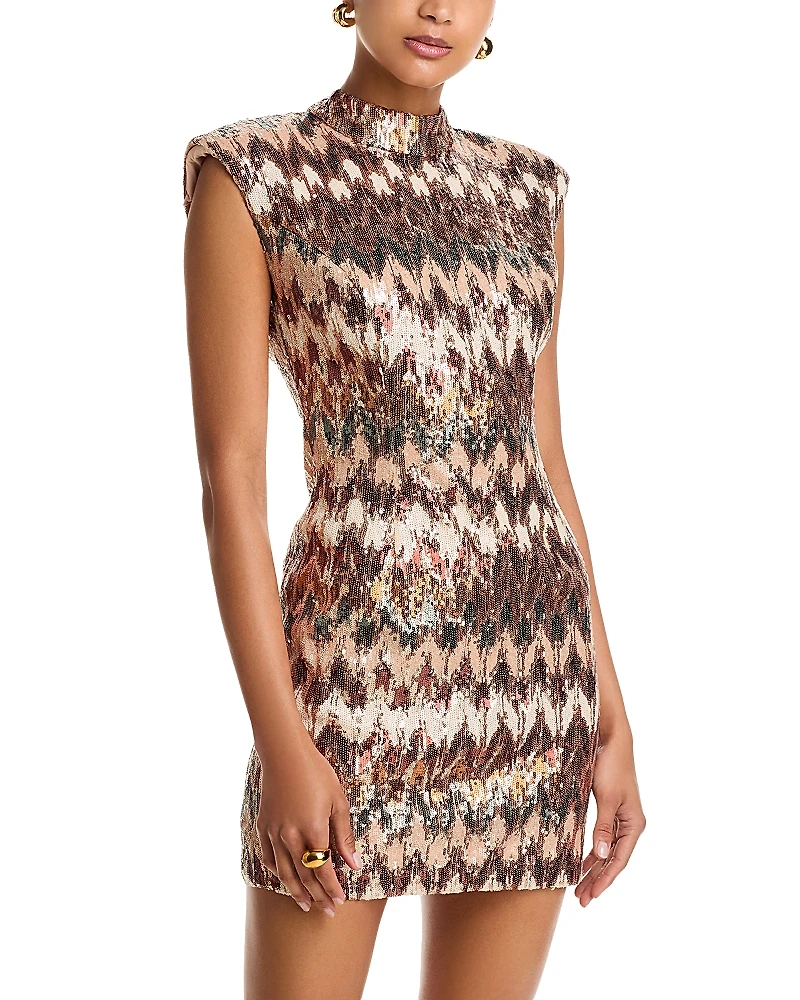 Ramy Brook Caden Sequin Extended Shoulder Mini Dress