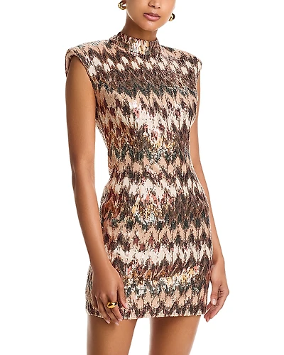 Ramy Brook Caden Sequin Extended Shoulder Mini Dress
