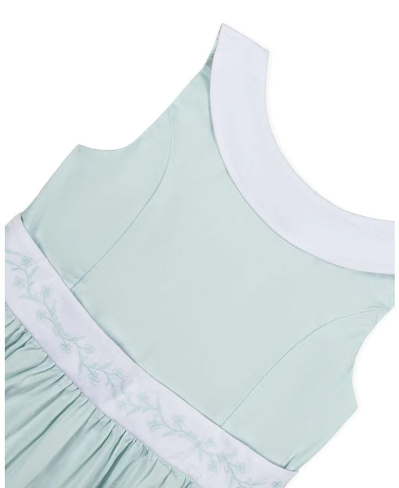 Heirloom Girls' Organic Round Collar with Embroidered Sash Sateen Party Dress - Little Kid, Big Kid
