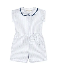 Unisex Hope & Henry Girls' Linen Peter Pan Collar Button Front Romper