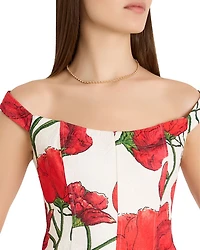 Red Peony Jacquard Mini Dress