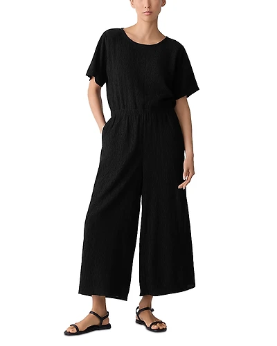 Eileen Fisher Crinkled Wide Leg Jumpsuit