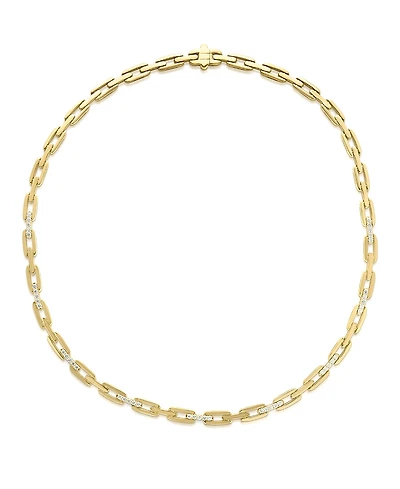 Roberto Coin 18K Yellow Gold Navarra Diamond Open Chain Link Collar Necklace, 18