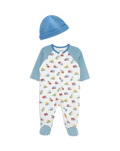 Little Me Boys' Trucks Footie & Hat Set - Baby