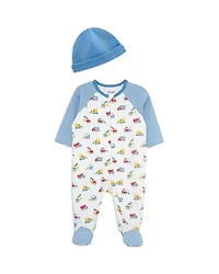 Little Me Boys' Trucks Footie & Hat Set - Baby