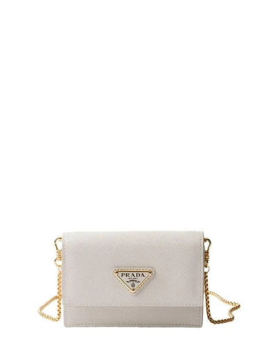 Saffiano Leather Card Holder with Shoulder Strap