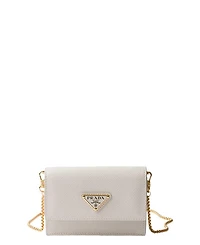 Saffiano Leather Card Holder with Shoulder Strap