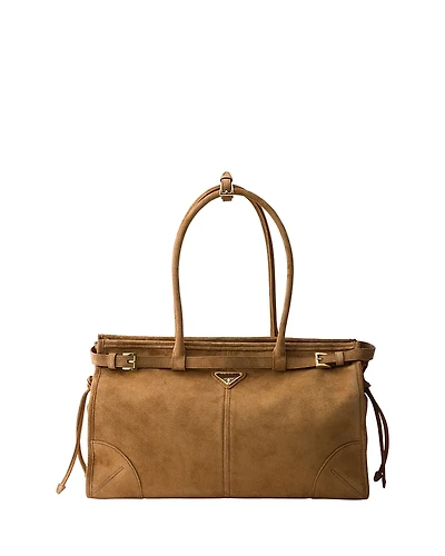 Prada Bonnie Large Convertible Suede Shoulder Handbag