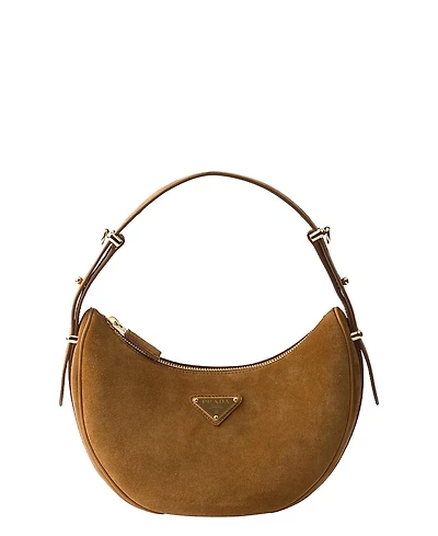 Prada Arque Suede Shoulder Bag