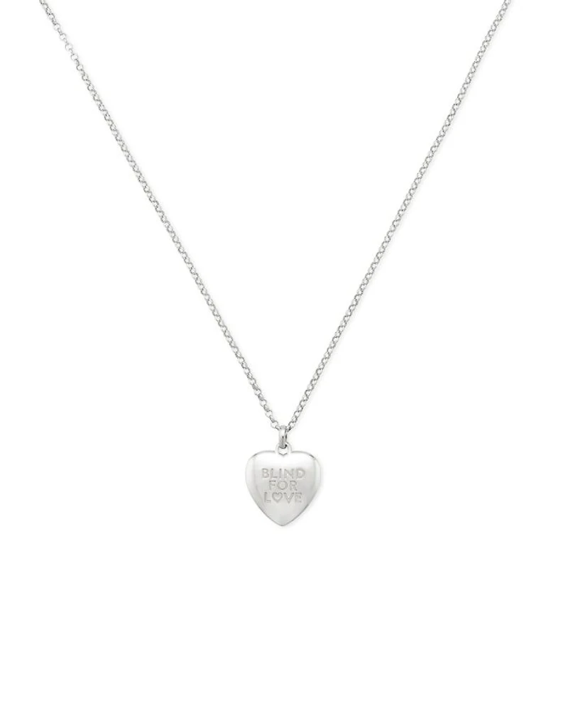 Sterling Silver Blind for Love Double G Heart Pendant Necklace, 19.7-21.7"
