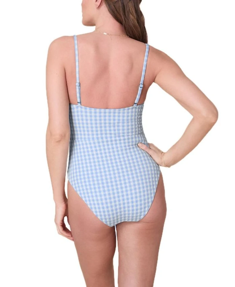 Women's Snap Scoop Neck Front One Piece
