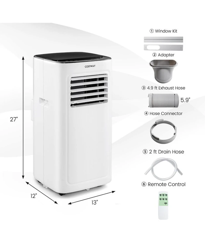 6000 BTU (9000 BTU ASHAR) Portable Air Conditioner 3-in-1 AC Unit with Cool Dehum Fan Sleep Mode
