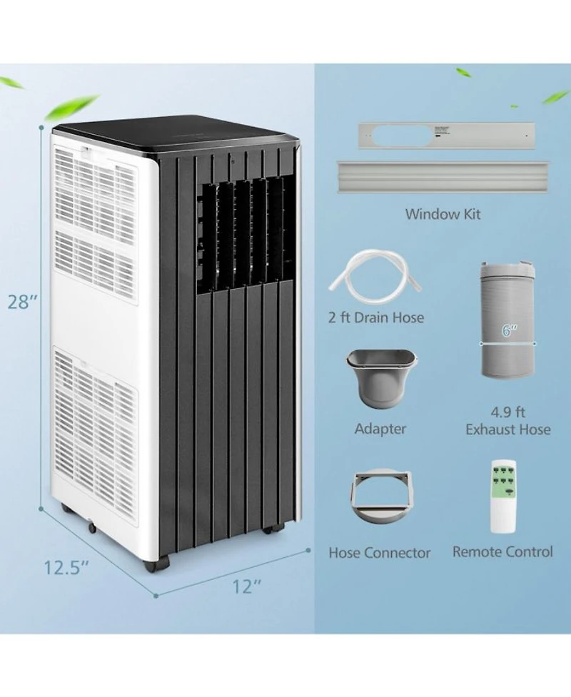 7100 BTU (10000 BTU ASHARE) Portable Air Conditioner 3-in-1 AC Unit w/ Cool Dehum Fan Sleep Mode