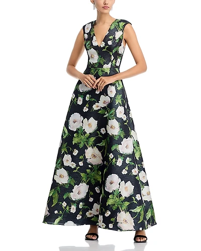 Aidan Mattox Printed Jacquard Ballgown