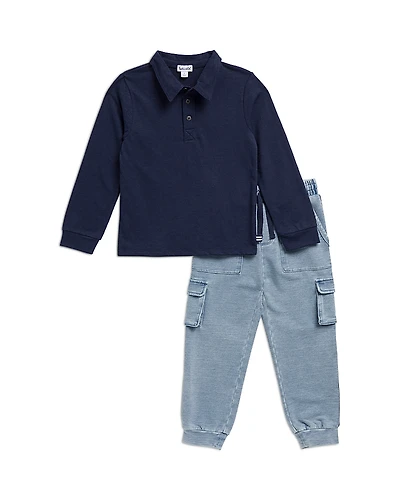 Splendid Boys' Long Sleeve Polo Shirt & Cargo Jogger Pants Set - Little Kid