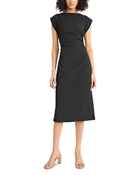 Textured Cap Sleeve Midi Dress