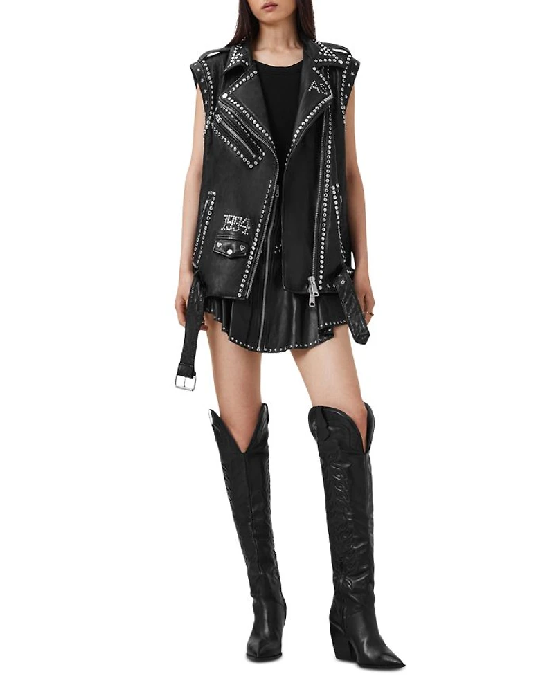 Billie Embellished Leather Vest