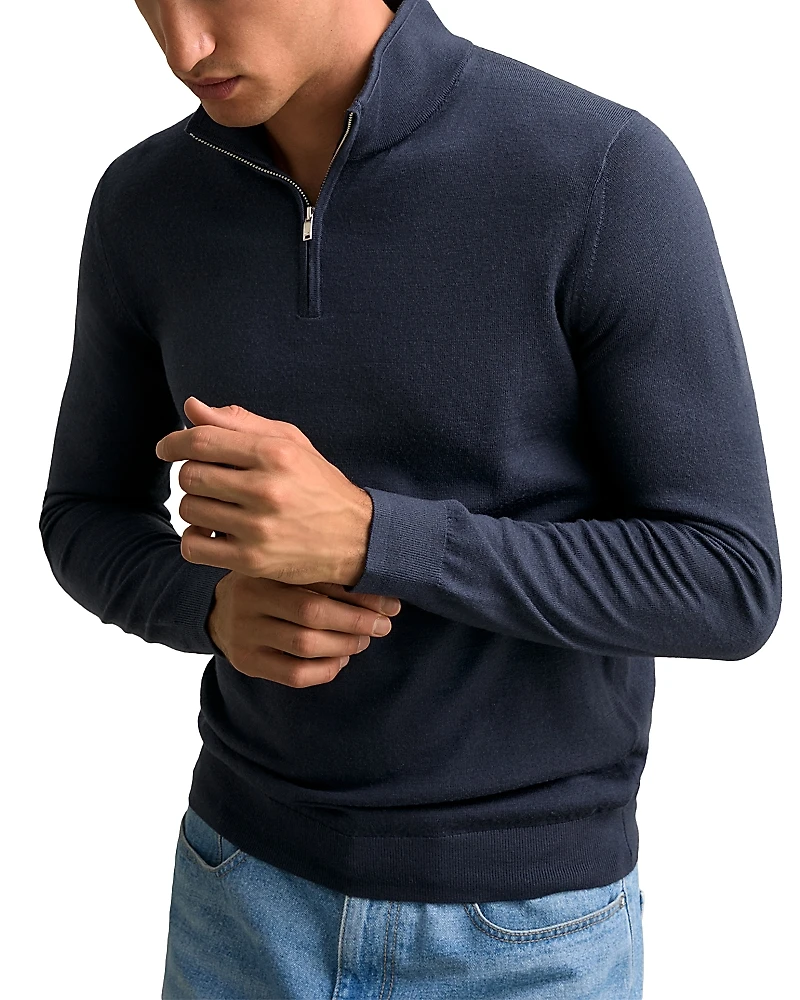 Reiss Slim Fit Quarter Zip Merino Wool Sweater