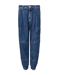 Sol Cargo High Rise Cropped Tapered Jeans Mid Indigo