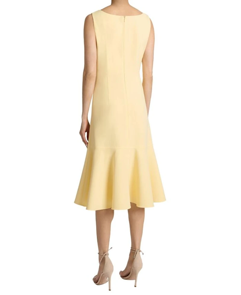 Melisssa Sleeveless Dress with Flared Skirt Panel Techno Crepe