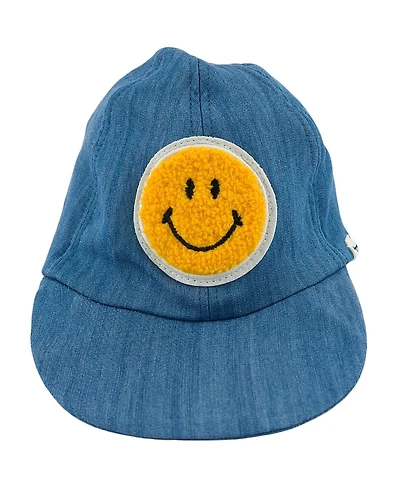 oh baby! Baseball Cap Lyocell Denim with Smiley Applique - Big Kid