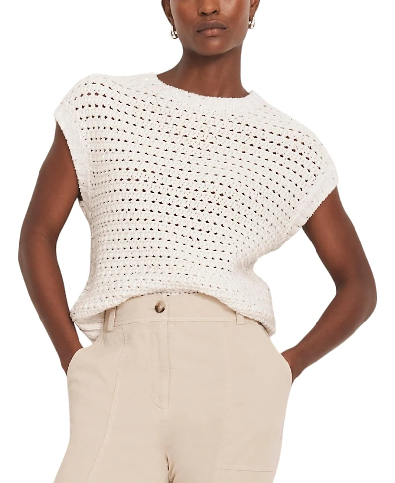 Mint Velvet Women's Sequin Cotton Top