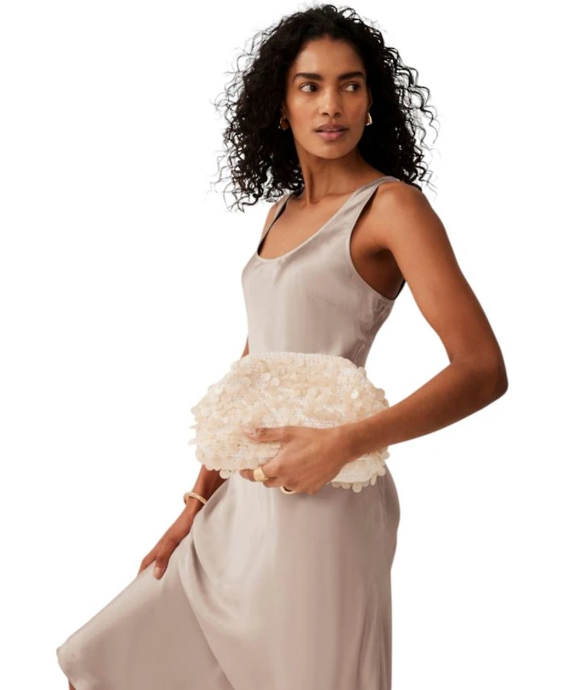 Women's Neutral Satin Slip Dress