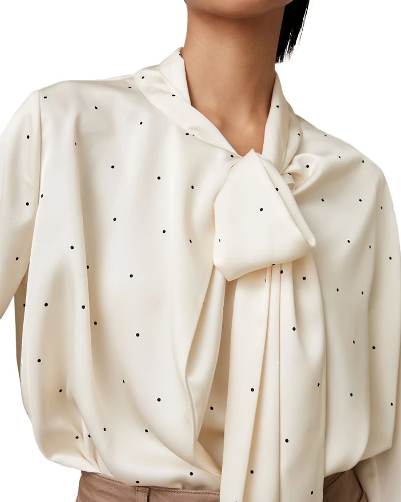 Rina Tie Neck Polka Dot Blouse