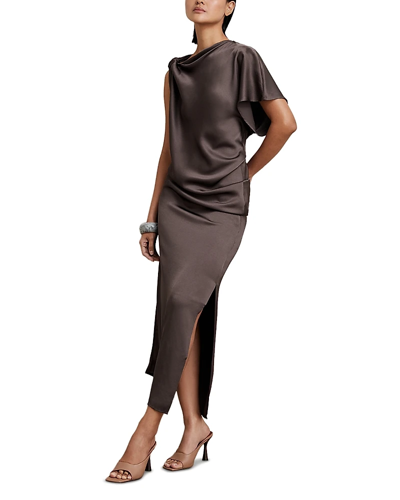 Reiss Kenzie Drape Midi Dress